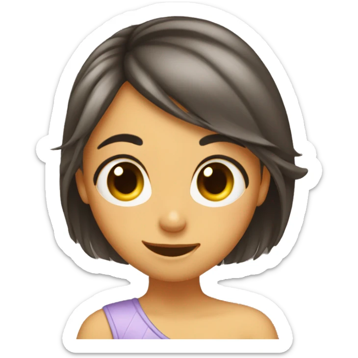 Girl tucks hair behind the ear with her tongue sticking out sticker