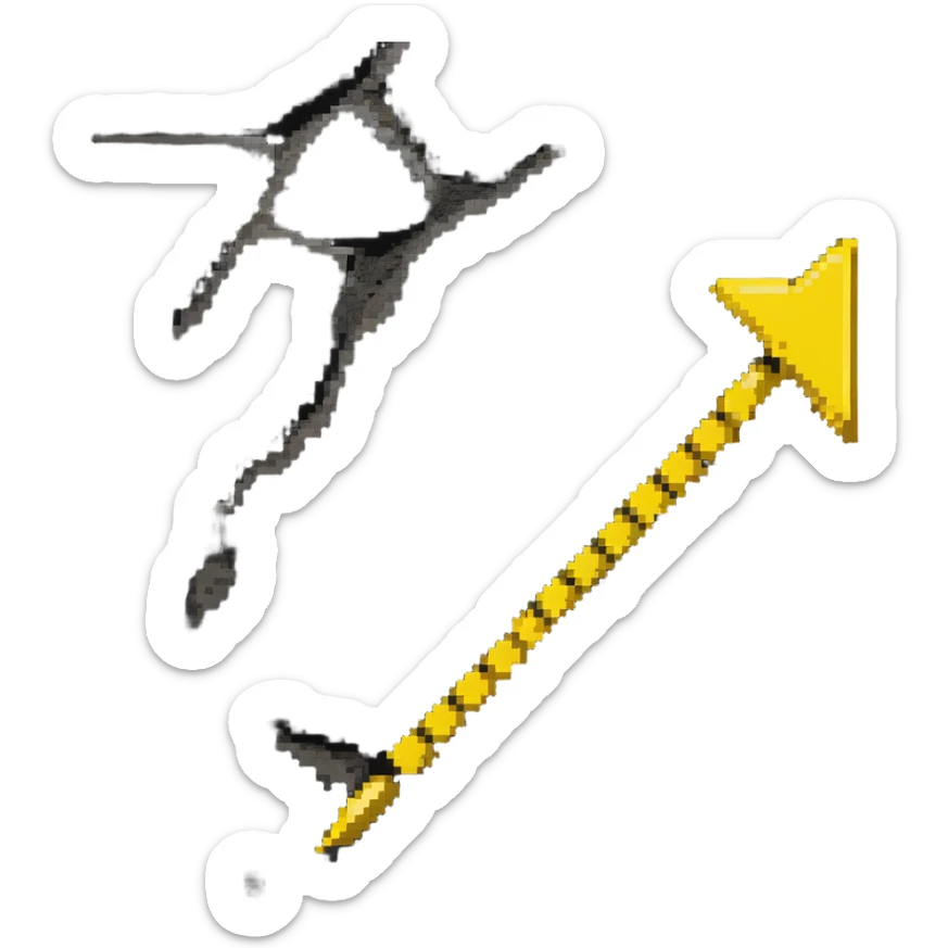 bright yellow arrow painted on stone, Camino de Santiago marker sticker