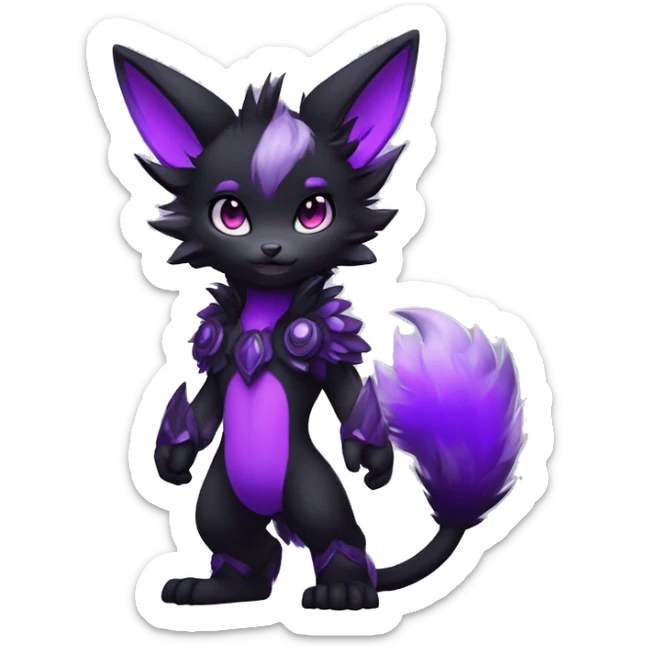 Anthro-Edgy-Cool-Black-Purple-Contrast-Colors-Fantasy-Fur-Sona-Chibi-Shiny-Fakémon-Hybrid full body sticker