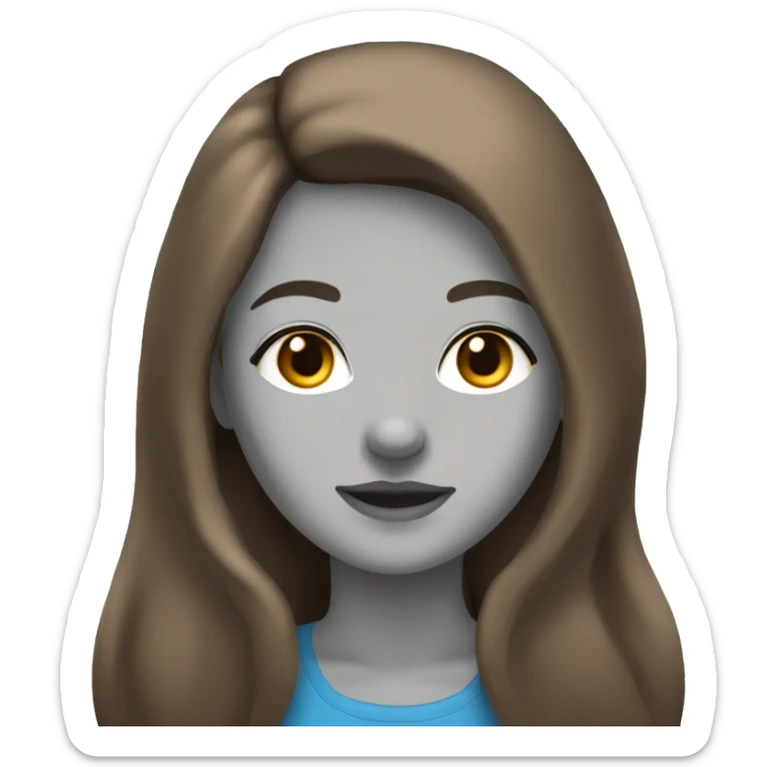 Girl with long brown hair and blue eyes that’s tan and has a wolf haircut  sticker