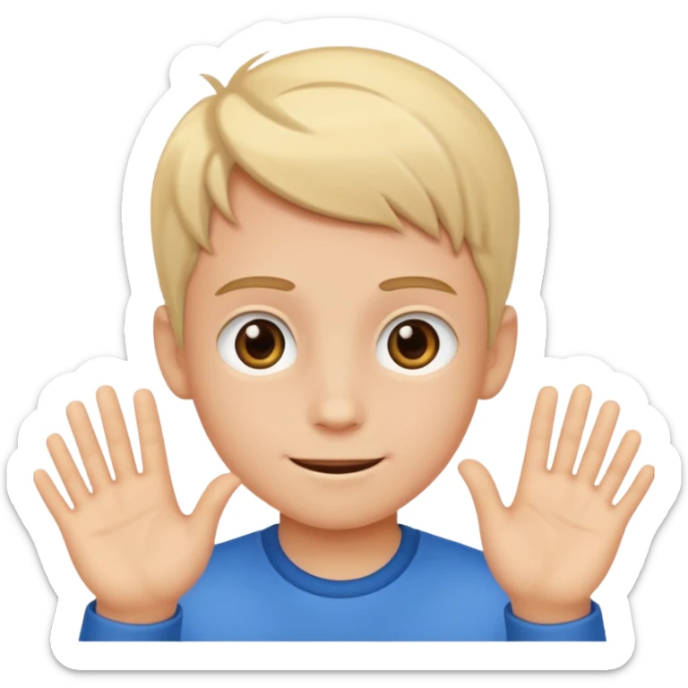 generate emoji of boy saying hii in normal skintone or bright skin tone sticker