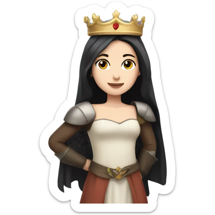 PRINCESS WHITE SKIN, STRAIGHT DARK HAIR, WITH PRINCESS CROWN, WITH MEDIEVAL PRINCESS CLOTHES sticker