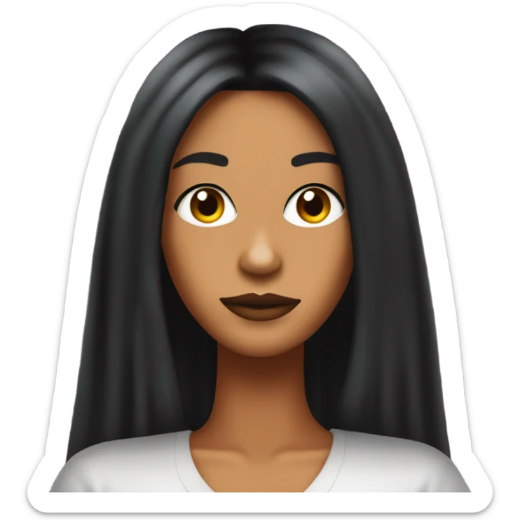 Tanned woman with long black hair dressed in 2000s Y2K hair, makeup, and neon attire sticker