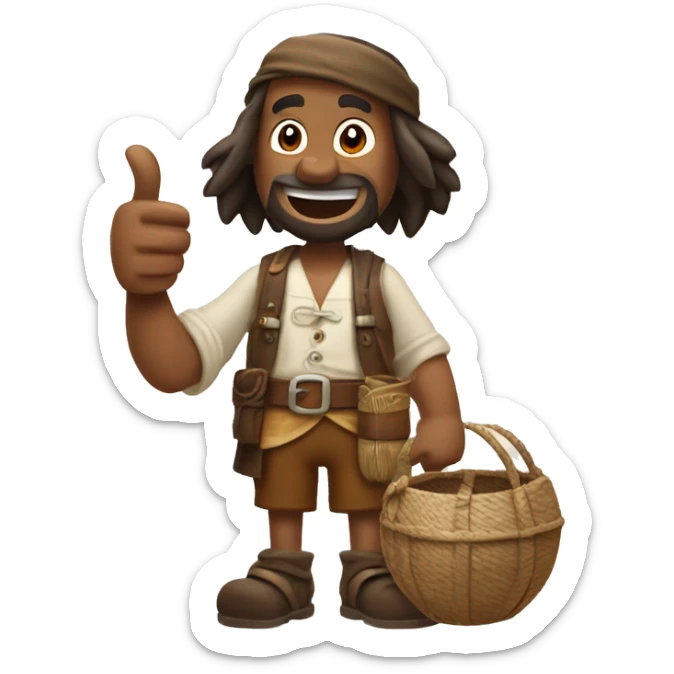 generate an emoji of robinson crusoe giving thumbs up sticker