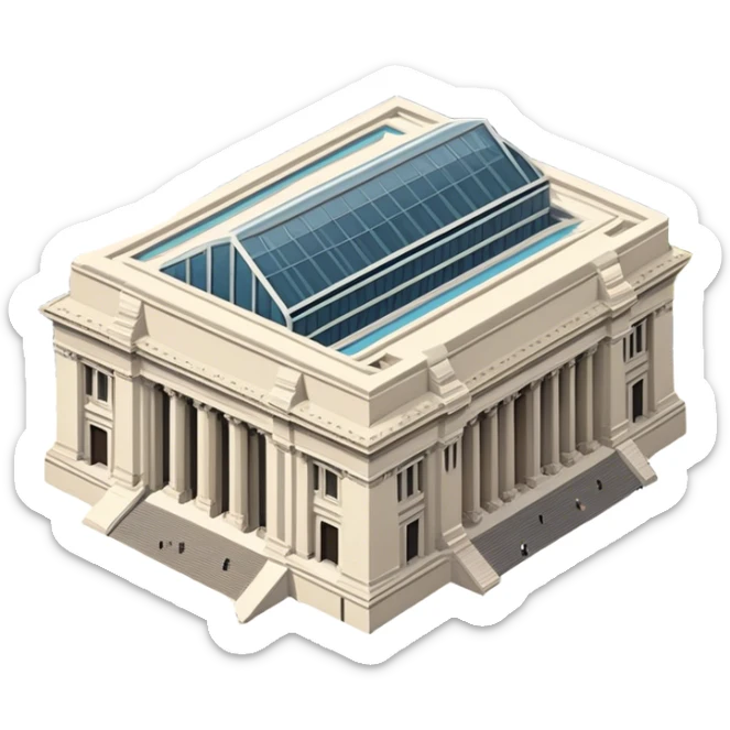 the met museum new york city, isometric exterior view sticker