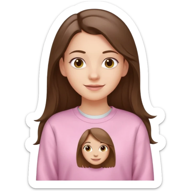 happy white long brunette hair girl with hazel eyes and in light pink sweatshirt with USC in white sticker