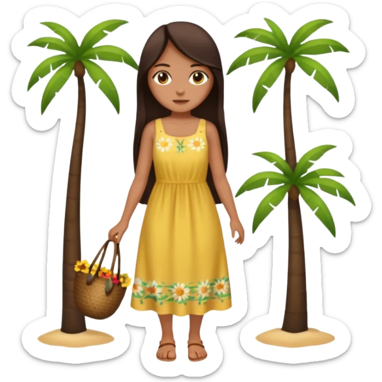 Can you make a girl with dark brown eyes with dark brown hair straight long hair with fully body  sticker