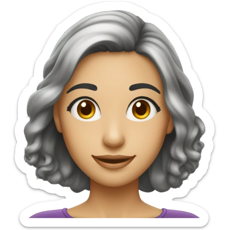Mulher branca cabelo preto liso médio piscando de um olho só com um sorriso sticker