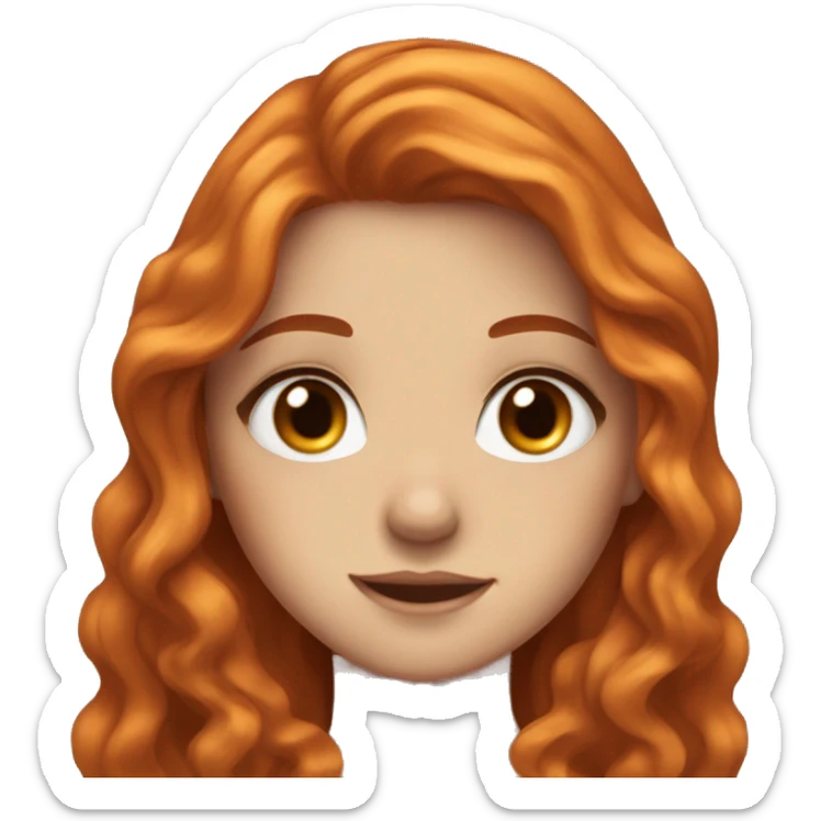 Girl with long wavy orange hair, one blue eye and one brown eye, freckles and pretty   sticker