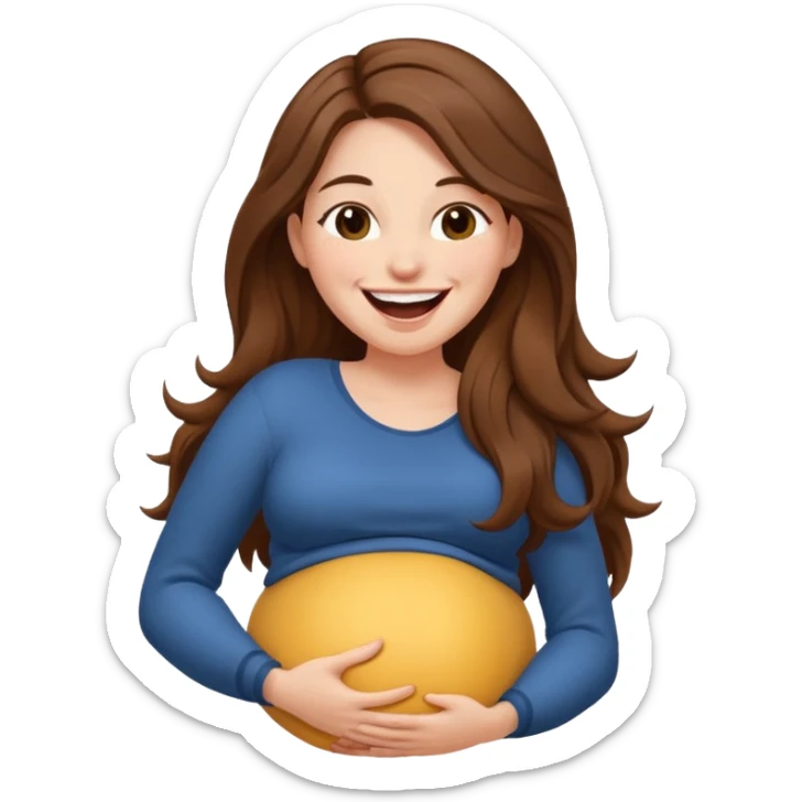 Long brown hair woman laughing so hard that she’s holding her belly sticker