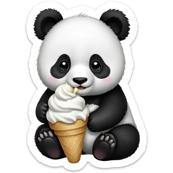 Panda eating ice cream sticker