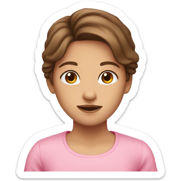 girl with brown hair with cute pink shirt on  sticker