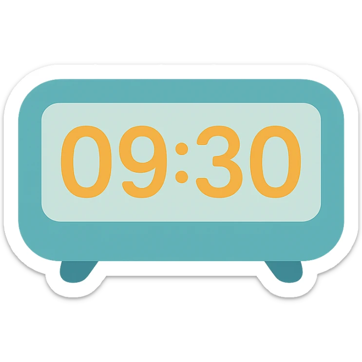 a digital alarm clock displaying numbers sticker