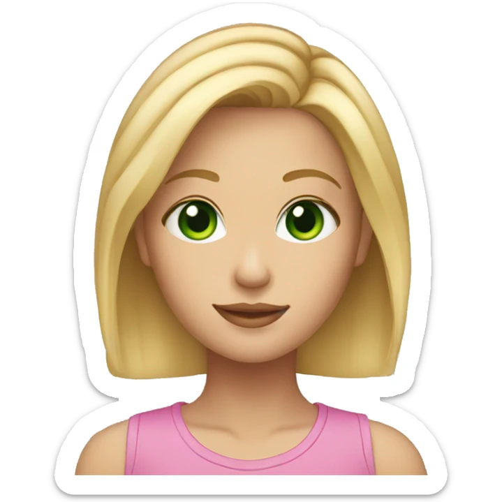 chin-length blonde hair girl with green eyes sticker