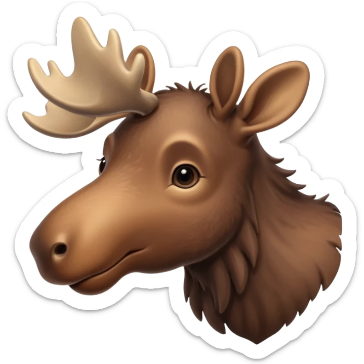A high-resolution digital illustration of a baby moose in a clean, semi-realistic style. The baby moose is shown facing sideways head tilted  sticker