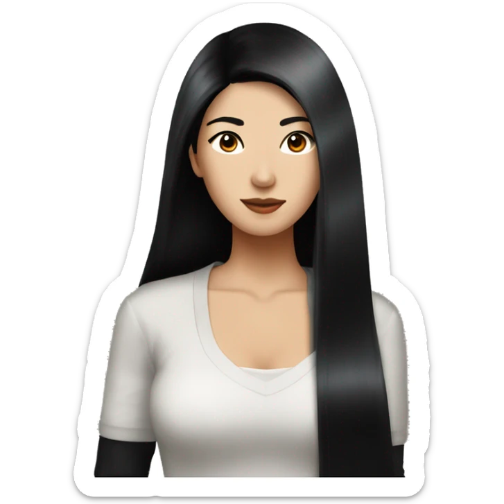 leenda dong- long straight black hair- asian- leenda dong sticker