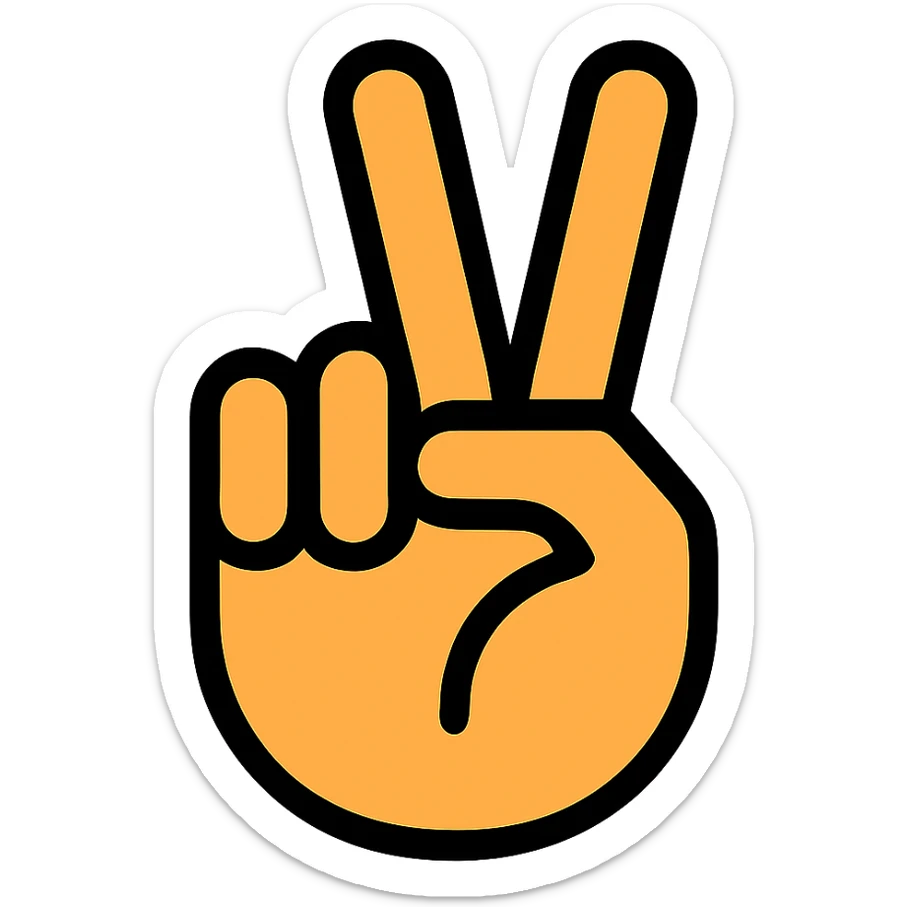 mano haciendo el signo de la paz con la palma hacia adentro al revés, icono claro sticker