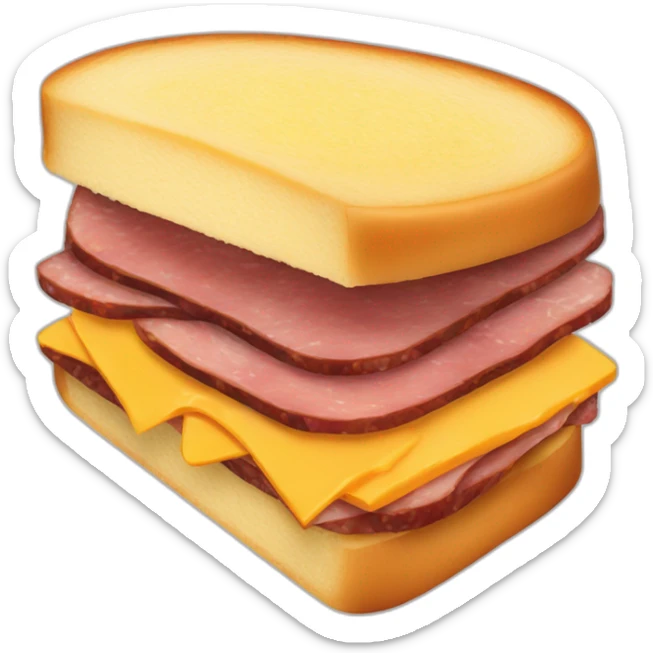 Pastrami sandwich with cheddar cheese and thicker and brownish slices of brioche bread sticker