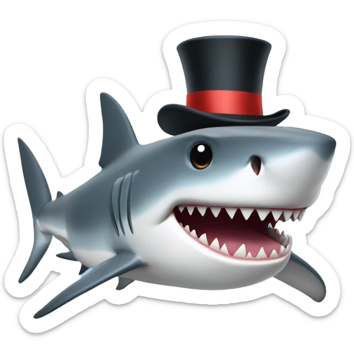 Shark with a top hat sticker
