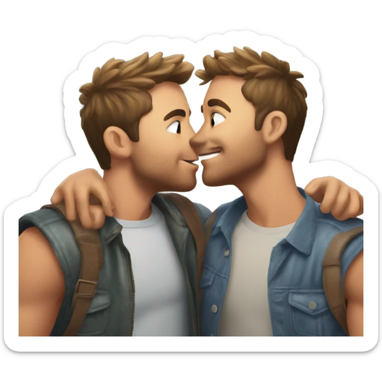 mikey and brian kissing, excited about this new adventure as a couple sticker