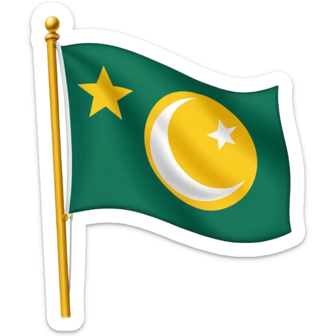Flag of the actual Azad Kashmir with yellow stripes,green background and white moon and star sticker