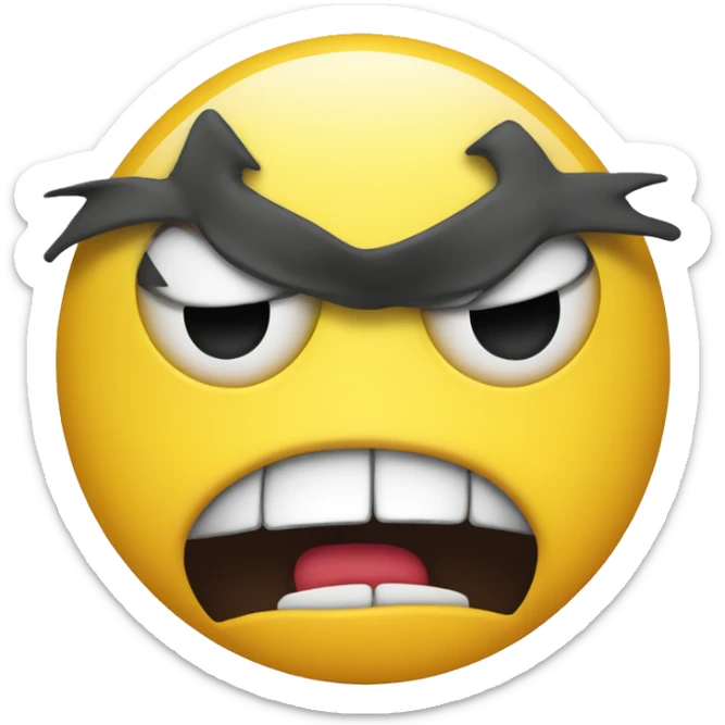 Yellow emoji angry, Frowing with a straig t, innexpressive mouth sticker