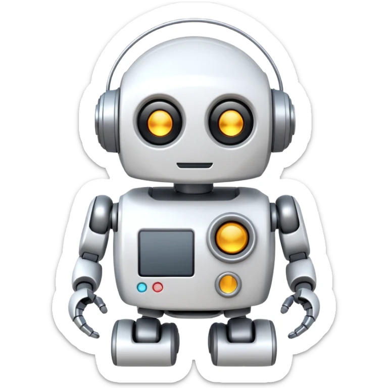 robot cartoon simple kid toy white innocent funny gudget chatGPT round adorable music_lover sticker