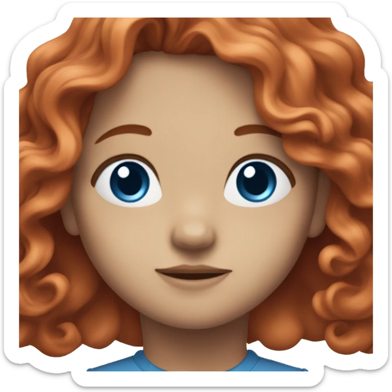 long wavy red hair, blue eyes, white skin, nose ring sticker