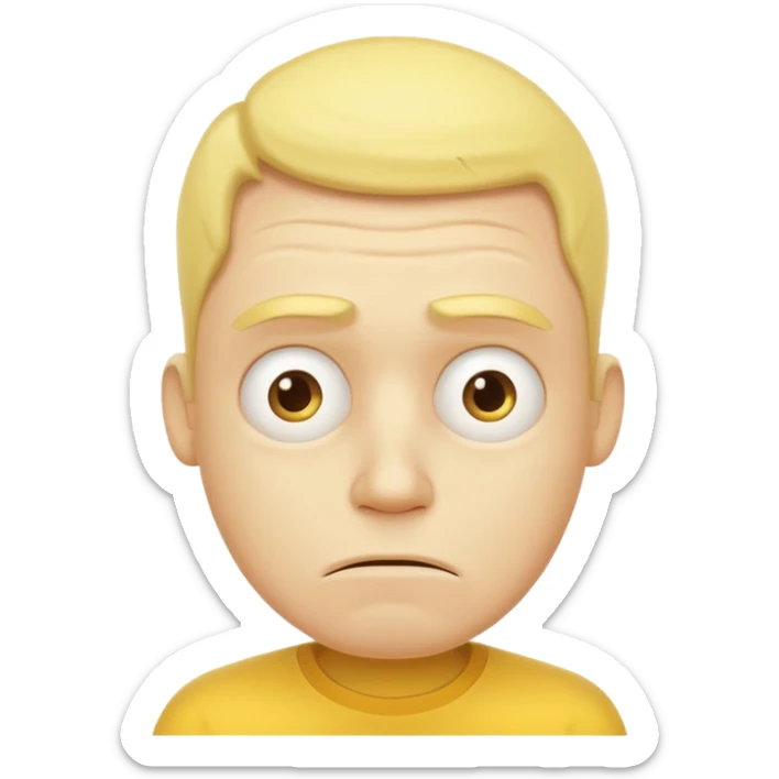 Very exhausted and confused emoji but with some humour about it - yellow man not realistic face sticker