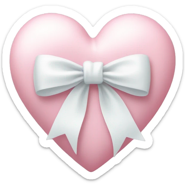 Pastel pink heart with white bow sticker