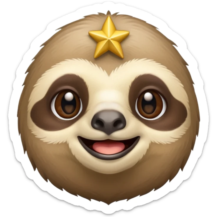 Perezoso que tenga dos  estrellas en los ojos  y este sonriendo  tipo bimoji de iPhone pero de perezosos  sticker