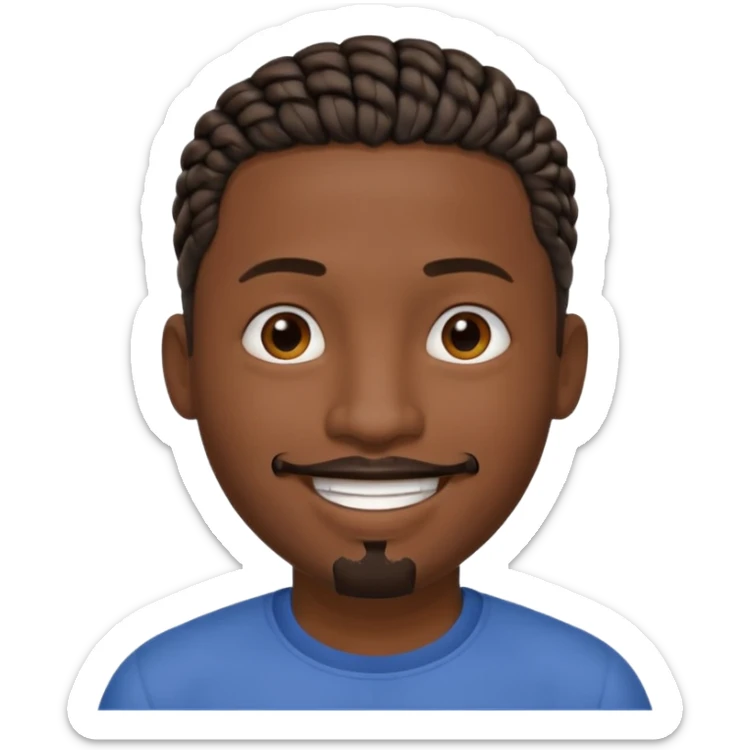 Hazme un emoji de un hombre negro con trenzas cortas y una pequeña perilla sin bigote sticker