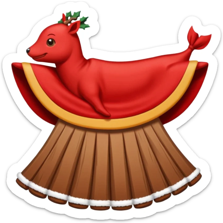 Crear un "Tió de Nadal - Cagatió" tipo Emoji Típico de Cataluña: Es un tronco con dos patas delanteras, una manta roja y marrón a cuadros que lleva una barretina catalana y tiene cara simpática. sticker