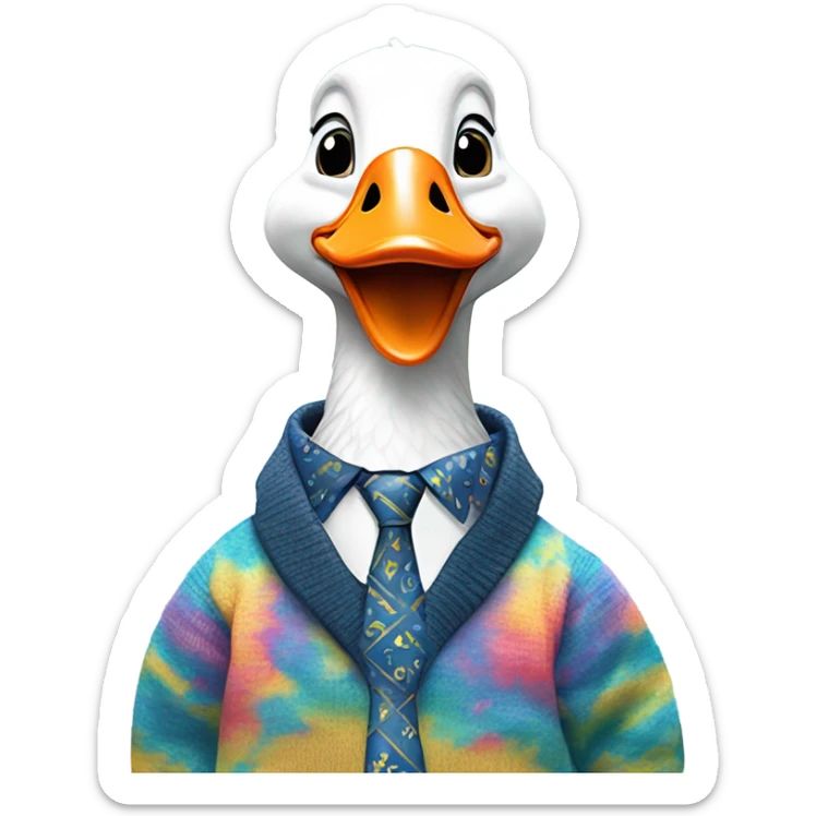 Goose with a tie dyed sweater. Words surround the goose are in the team style and say Welsh Gosl sticker