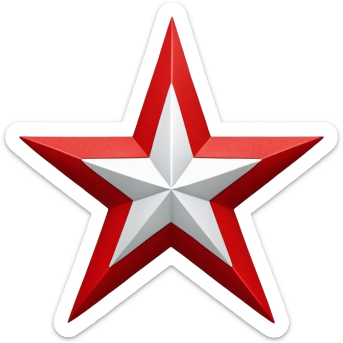 A white dhari (dancers headdress) and a white five pointed star on a black and red background sticker