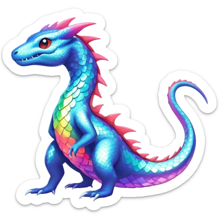 Rainbow crystalic Shiny pastel Salandit-Aurorus-Salazzle-Dragonair-Fakémon-hybrid-creature (full body)  sticker