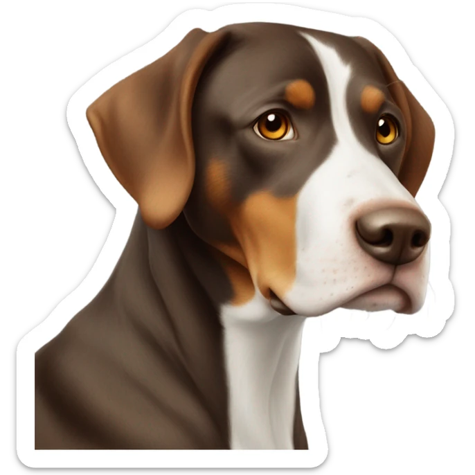 Appenzeller Viszla Mix Schwarz braun mit einem einzigen weißen fleck auf der brust sticker