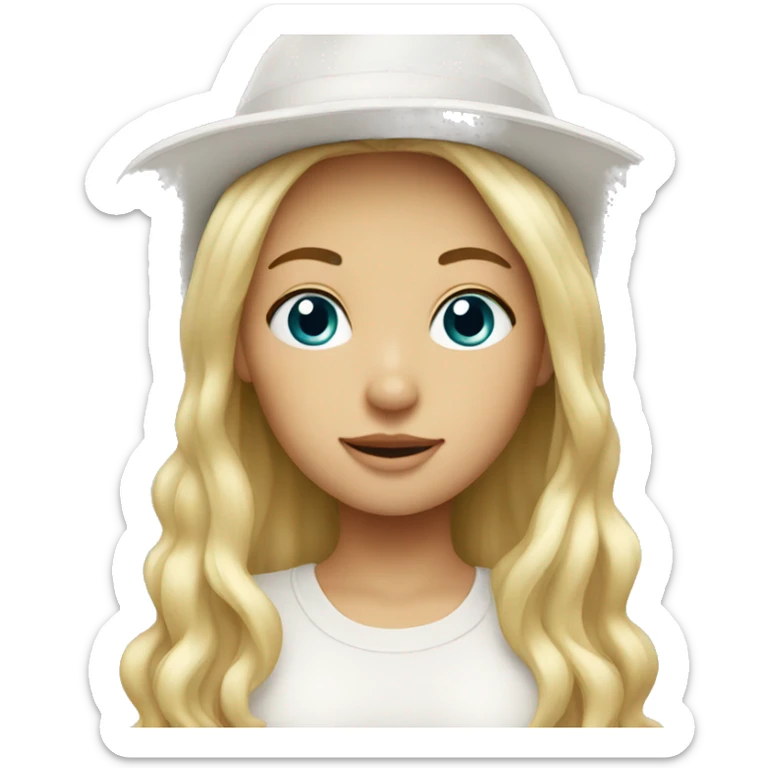 Blond girl with white hat sticker