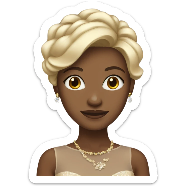 Brown skin blonde girl in elegant dress sticker