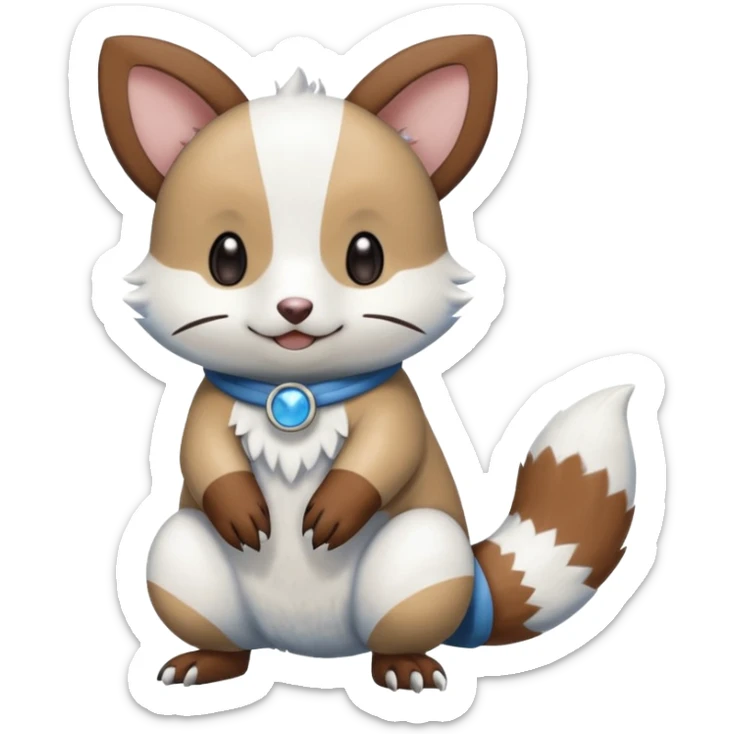 Furret-Minccino-Oshawott-Buizel-hybrid-fusion, full body sticker