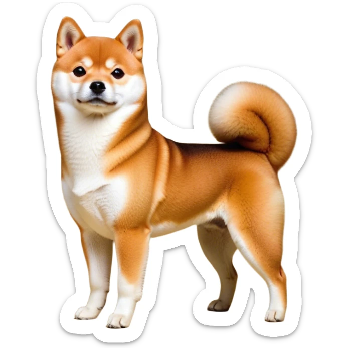 Cinematic Noble Shiba Inu Portrait Emoji, Poised and regal, with a compact, agile build and a well-groomed coat of vibrant red with a creamy underbelly, deep-set soulful brown eyes, Simplified yet sharp and sophisticated features, highly detailed, glowing with a soft, dignified glow, high shine, intelligent and spirited, stylized with an air of elegance, focused and attentive, soft glowing outline, capturing the essence of a watchful and confident companion, so majestic it feels as though it could prance out of the screen with effortless authority! sticker