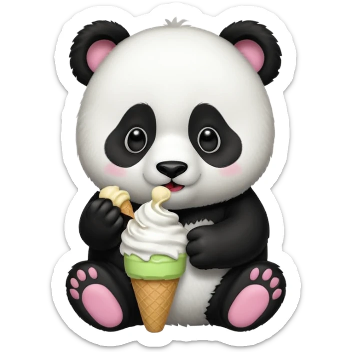 Panda eating ice cream sticker