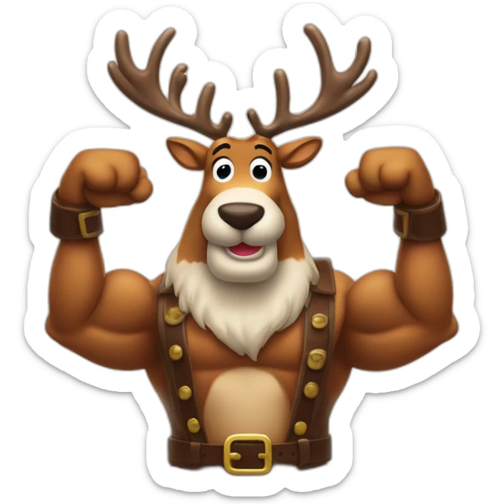 Reindeer muscular schlitz beer showing off biceps arms crossed masculine fierce sticker