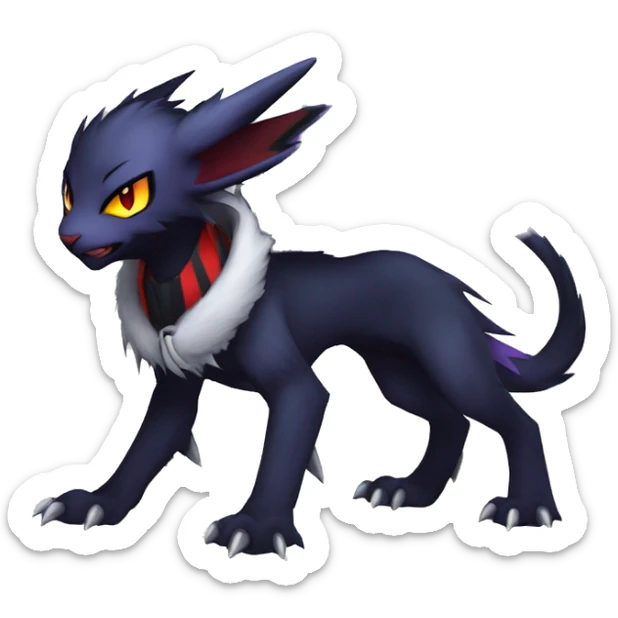 Cool Anthro Dark Absol-Noivern-Quilava-Litten-Pokémon with edgy stripes hoodie spiked collar punk Full Body sticker