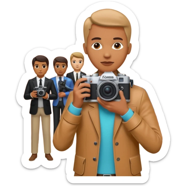 someone who's taking a photo in a room with with the wax figures of celebrities sticker