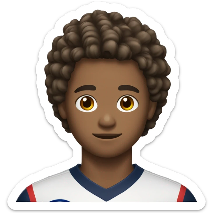 adolescent homme de 15 ans métisse avec des cheveux mi long mi court et brun avec un maillot du psg sticker