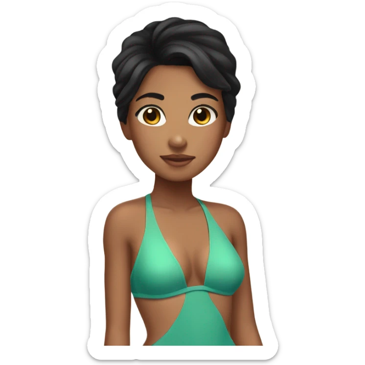 olive skin black hair girl in swimsuit sticker