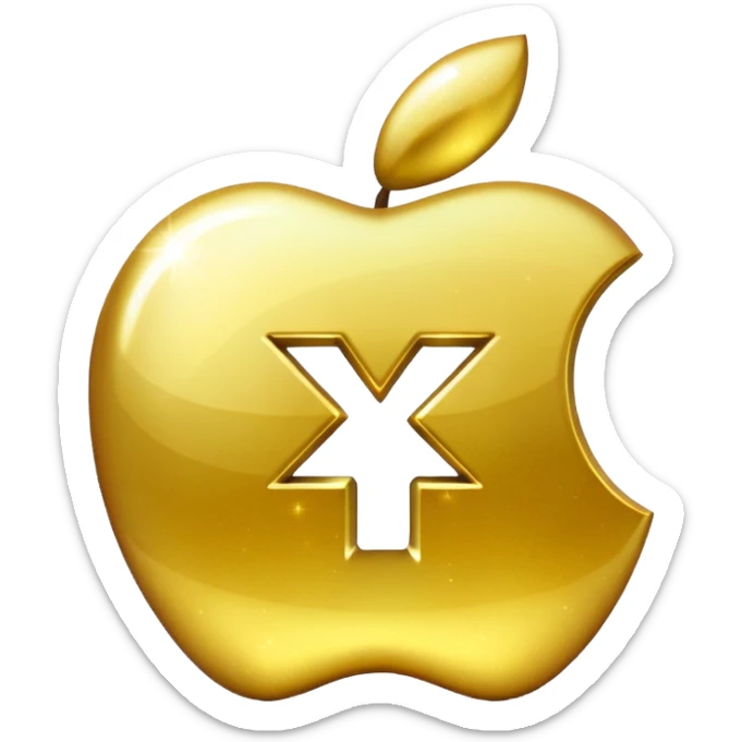 Add a sparkle effect to the gold yuan sign emoji, apple emoji style, no text, just the symbol. sticker