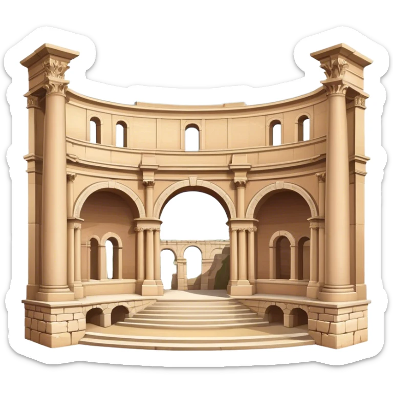 Realistic Pula Arena Landmark Emoji, featuring the grand Roman amphitheater with its large stone arches and well-preserved outer walls. sticker