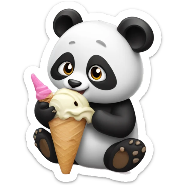 Panda eating ice cream sticker
